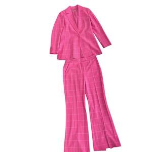 Trina Turk Hot Pink Windowpane Power Suit Barbiecore NWT Set Sz 2